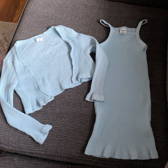 SHEIN Light Blue Ribbed Set - Picture 1 of 2